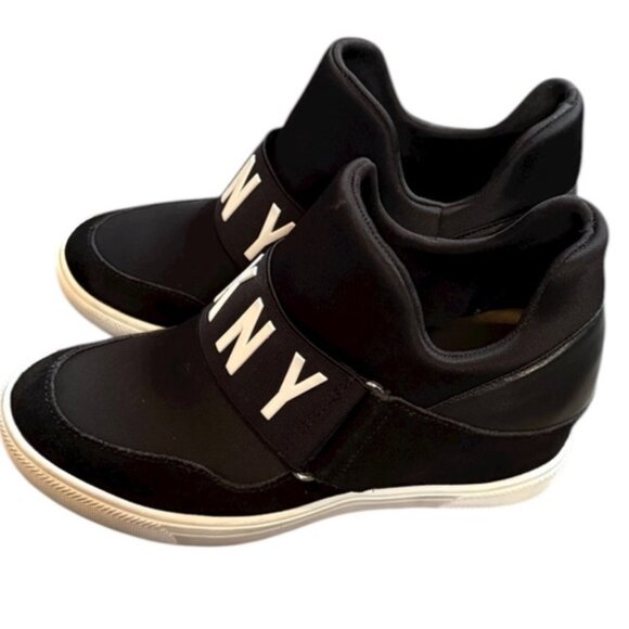 DKNY Black Logo Strap High-Top Sneakers Women’s 6.5 - Picture 3 of 8